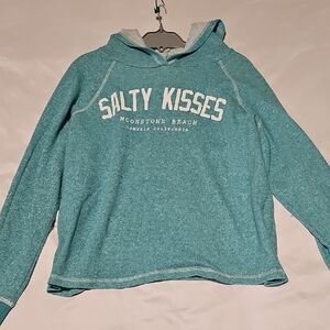 Teal Hoodie with Salty Kisses Print